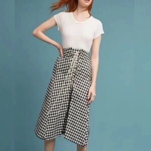 Anthropologie Eva Franco NWOT high waisted gingham midi